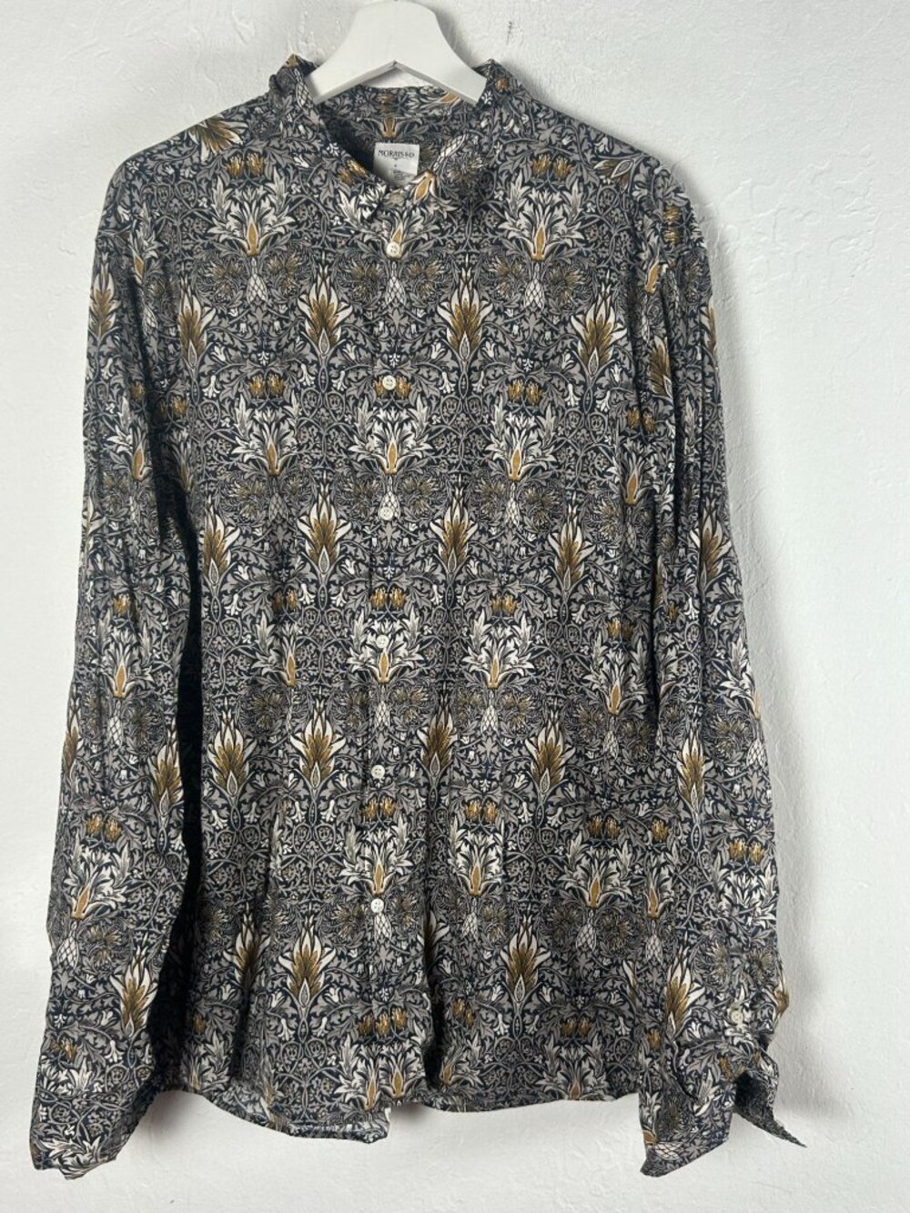 Morris & Co x H&M Men Floral Long Sleeve Button-Up Shirt XXL Lyocell/Cotton NWOT